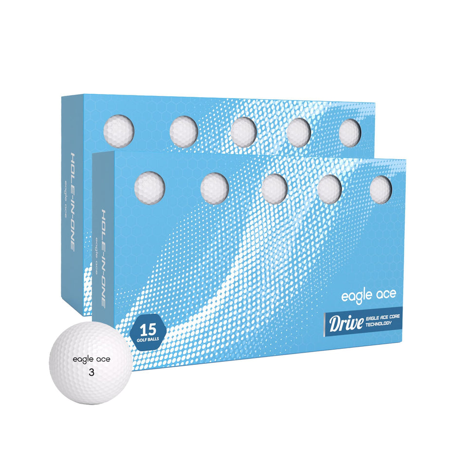 Eagle Ace Drive ball with Dupont Surlyn cover detail for enhanced spin around greens.