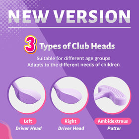 EagleStone adjustable 3-head golf clubs fit left and right handed kids.