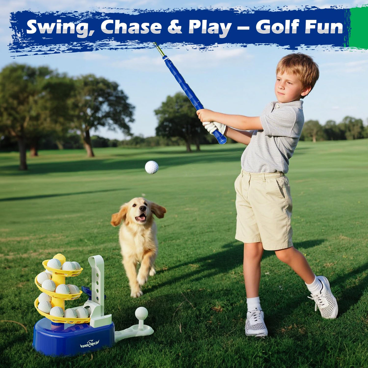EagleStone Toddler Golf Set compact design fits small spaces and yards.