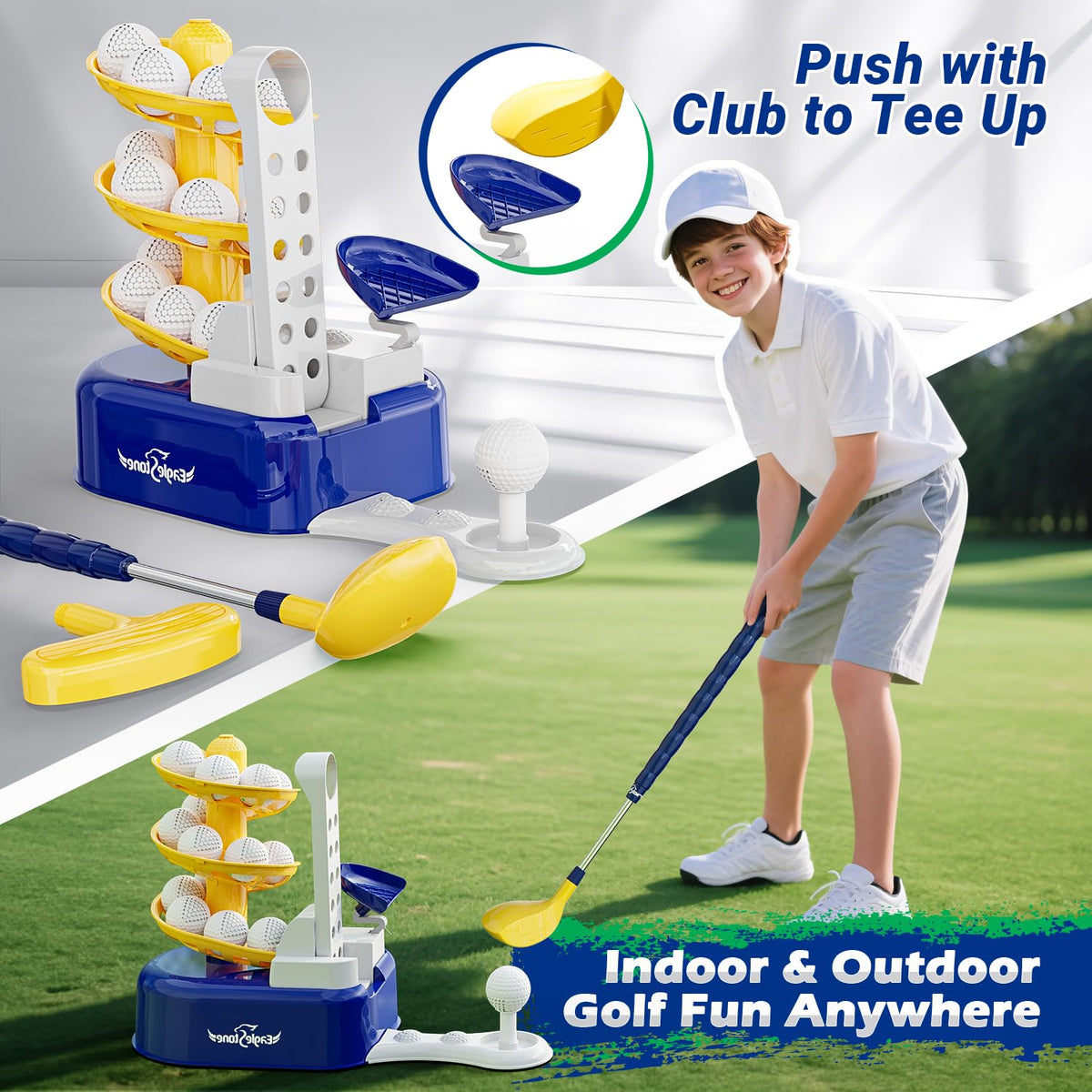 EagleStone Toddler Golf Set indoor-outdoor use for versatile spaces.