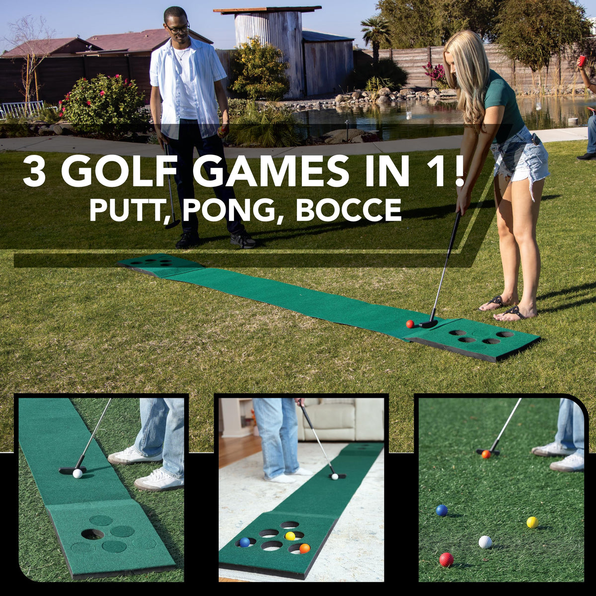 EastPoint Par Pong Golf Putting Game Foldable Design enables easy transport and quick setup.