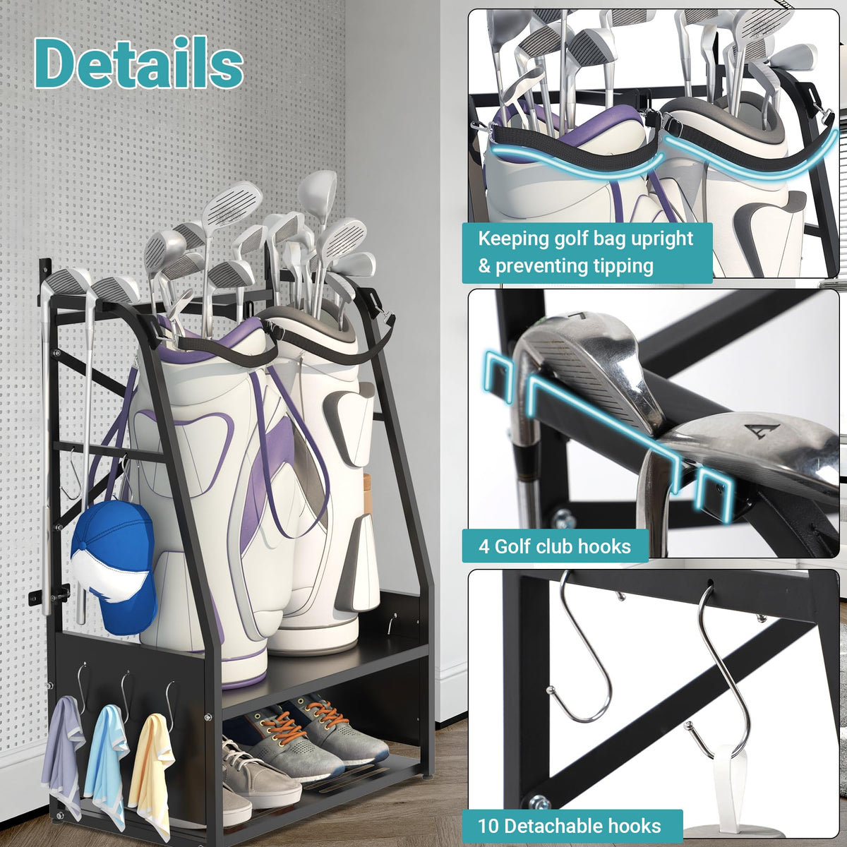 Eastrexon Golf Bag Organizer club hooks holding clubs neatly