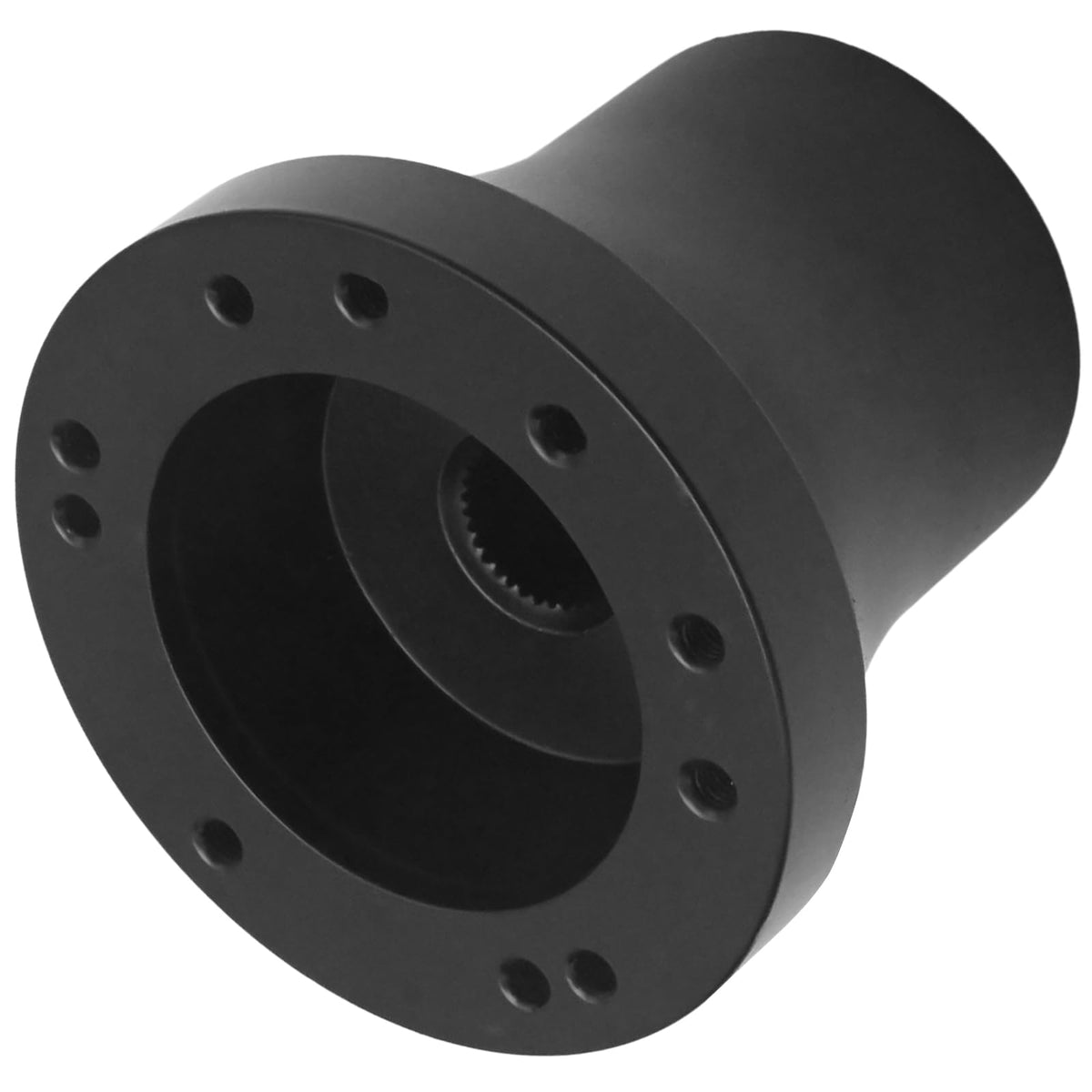 Black finish EATAKWARD steering wheel adapter blends with interior