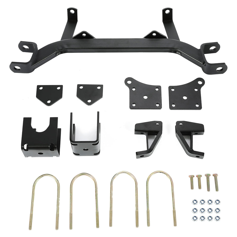 ECOTRIC 5-inch drop axle lift kit front view for EZGO TXT improves ground clearance.