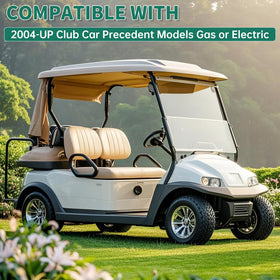 ECOTRIC foldable windshield top panel open for airflow on the golf cart