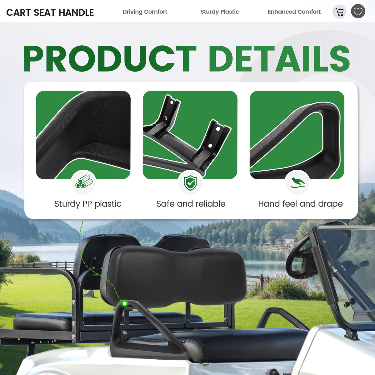 ECOTRIC PP plastic construction withstands sun and rain for outdoor golf cart use