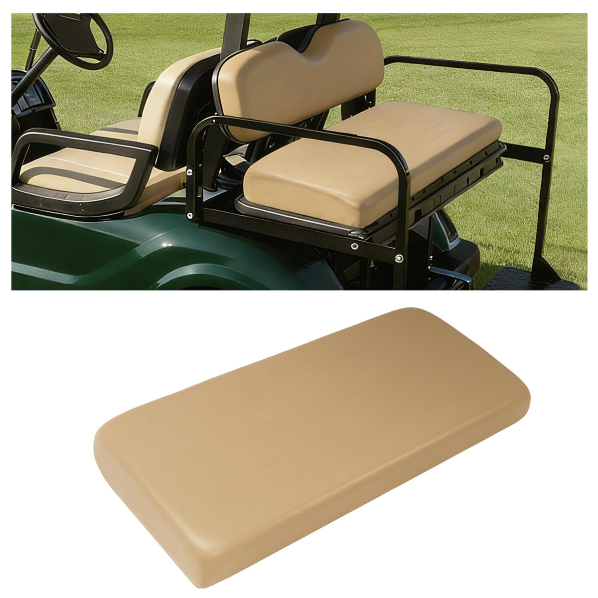 ECOTRIC rear seat bottom cushion bolted on Club Car DS for quick upgrade