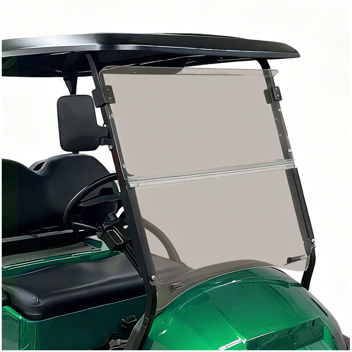 ECOTRIC tinted golf cart windshield front view showing clear visibility and wind protection