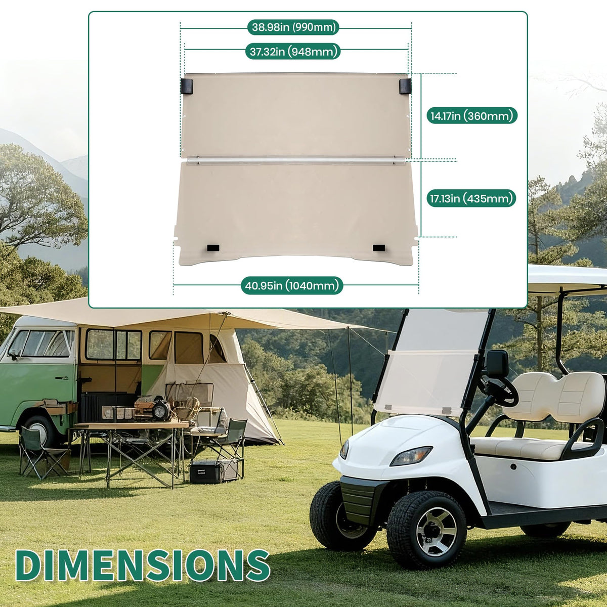 ECOTRIC impact-resistant PC windshield withstands daily use without yellowing.