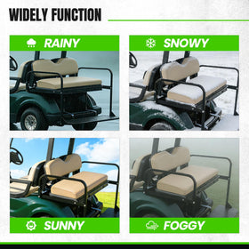 Tan ECOTRIC rear seat bottom enhances golf cart interior style