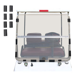 ECOTRIC tinted windshield on a Club Car DS front view reduces glare while driving.