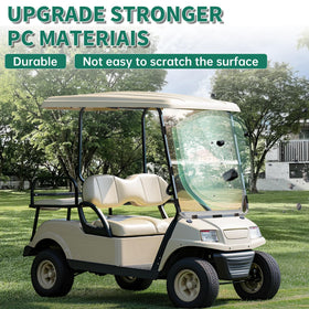 ECOTRIC fold-down windshield closed to shield from rain and wind.
