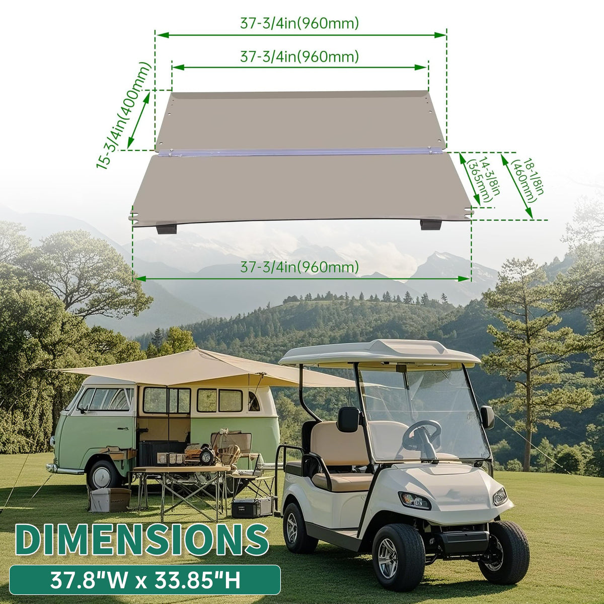 ECOTRIC windshield with clip-fold mechanism for easy adjustment