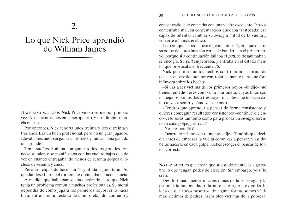 Ediciones Tutor golf not the game of perfection interior page with strategies to boost confidence