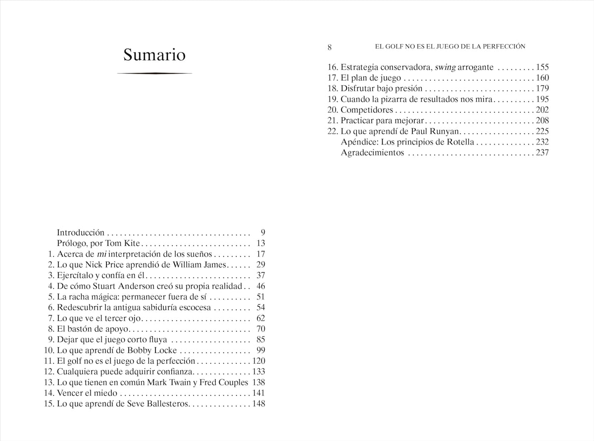 Ediciones Tutor golf not the game of perfection back cover spine highlights practical mental approach