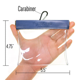 See-through PVC body of EGG PRO golf pouch.