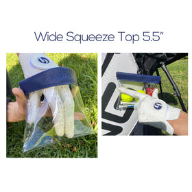 Transparent PU leather top on EGG PRO golf pouch.