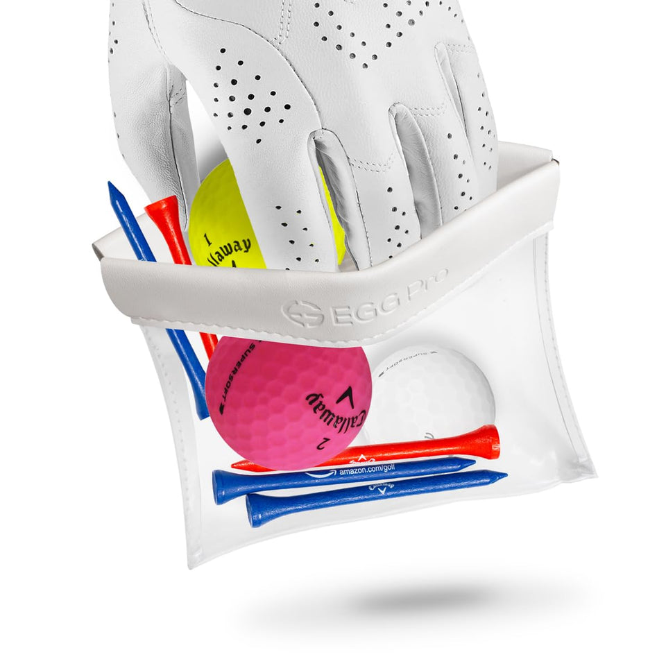EGG PRO golf tees pouch with hanger and clear top for quick access.