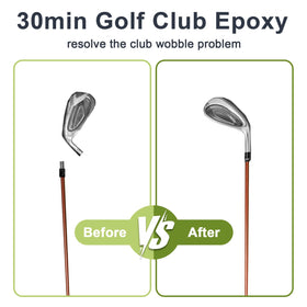 EIGTWEN epoxy A-B mixing scene for a strong golf club bond.
