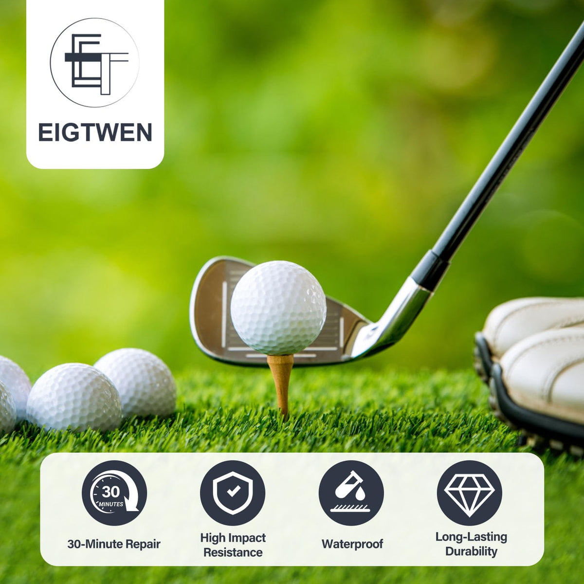 EIGTWEN weather-ready epoxy resists rain and sweat on the course.