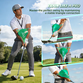 EKEPE training ball demonstrating V-shape arm-body connection for a balanced swing.