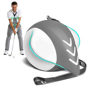 EKEPE golf training ball between forearms for arm-body synchronization during practice.