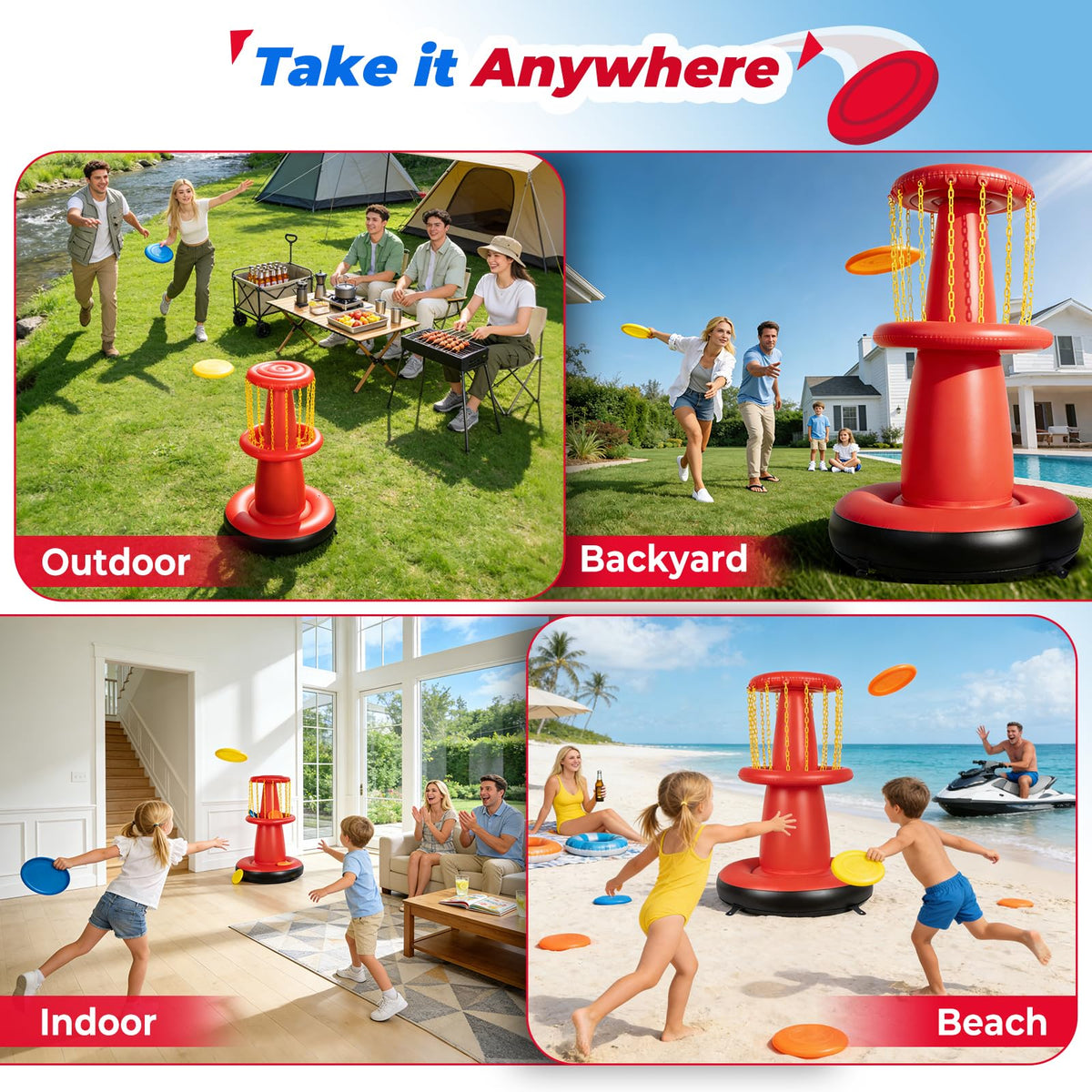EKEPE portable basket at the beach or park, ready for action.