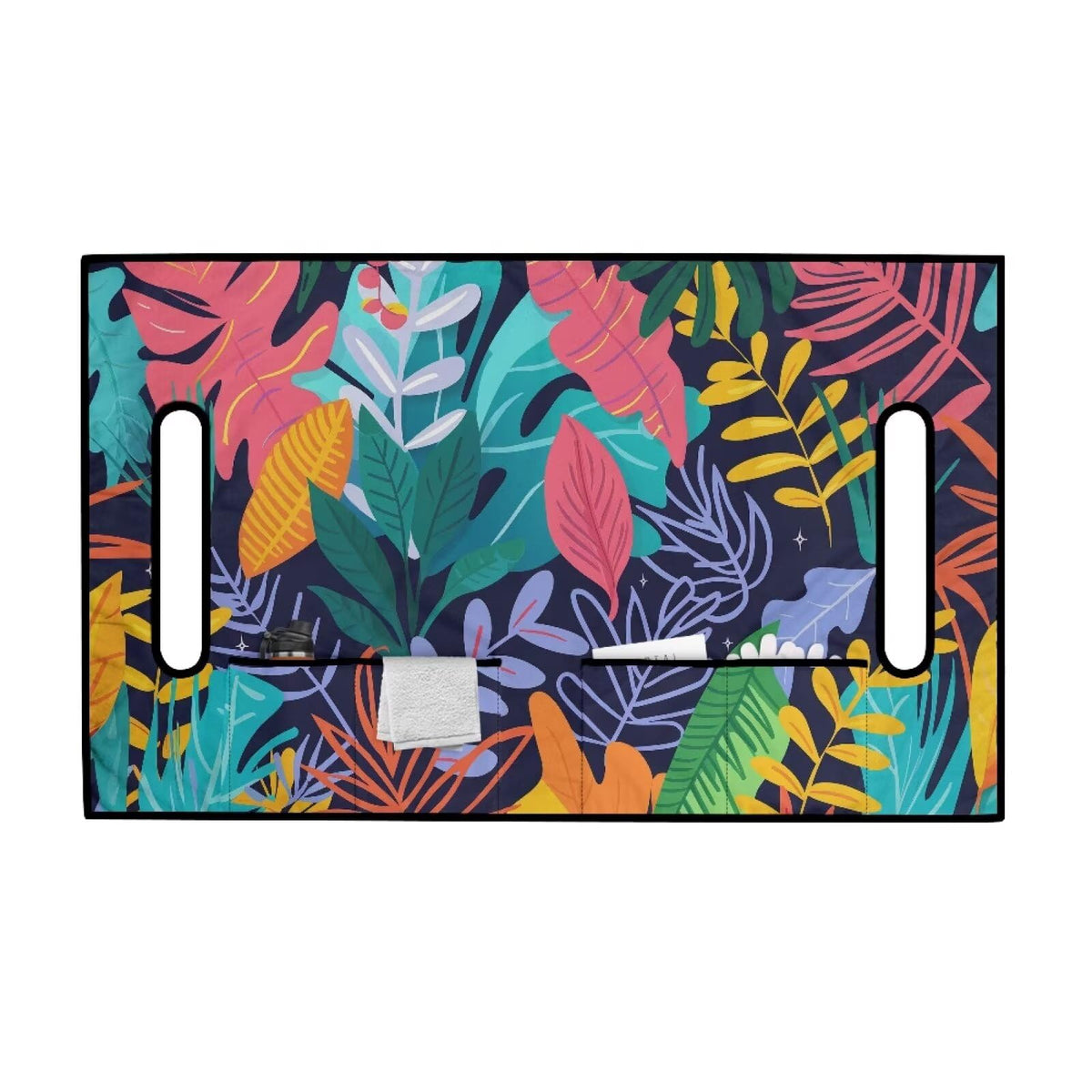 Converts to a beach towel or picnic mat.