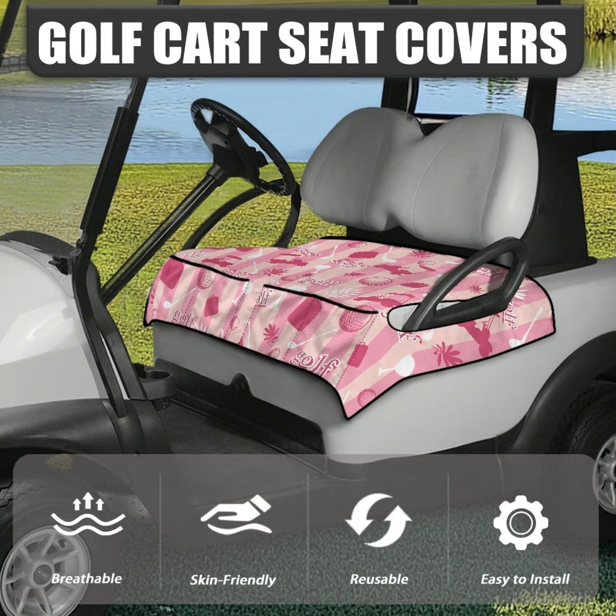 ELEQIN easy-install golf seat cover enables a one-step fit without removing the seat.