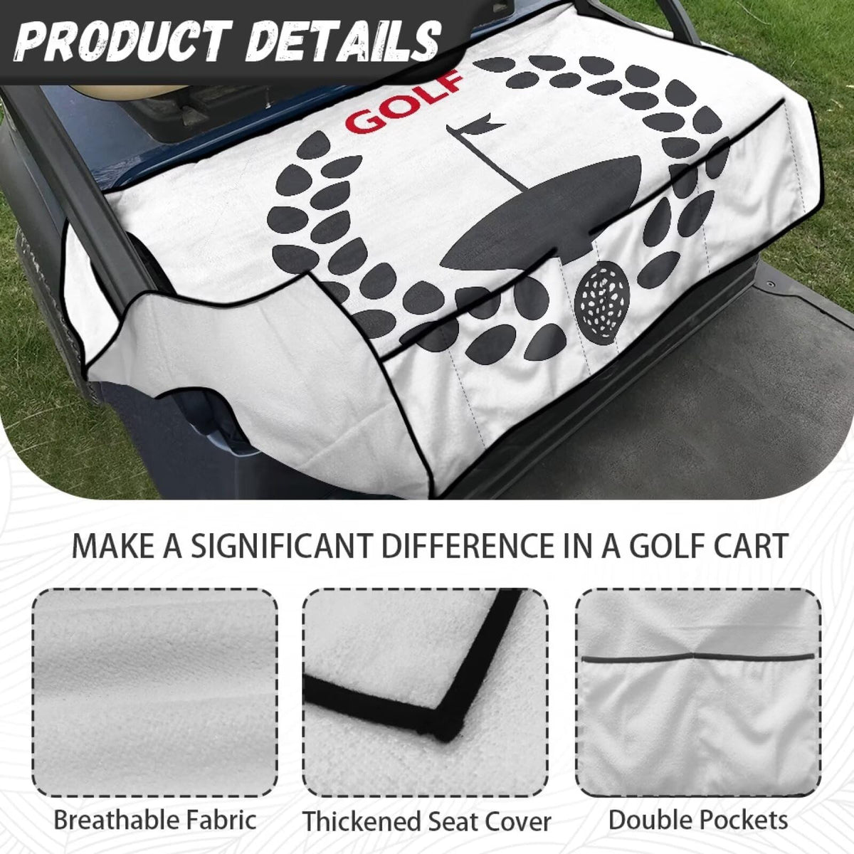 One-step installation of ELEQIN golf cart seat cover