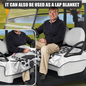Stylish ELEQIN pattern on golf cart seat cover for visibility