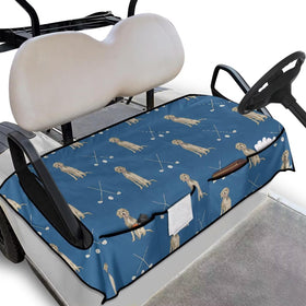 ELEQIN dog print golf cart seat cover protects seats with playful style.