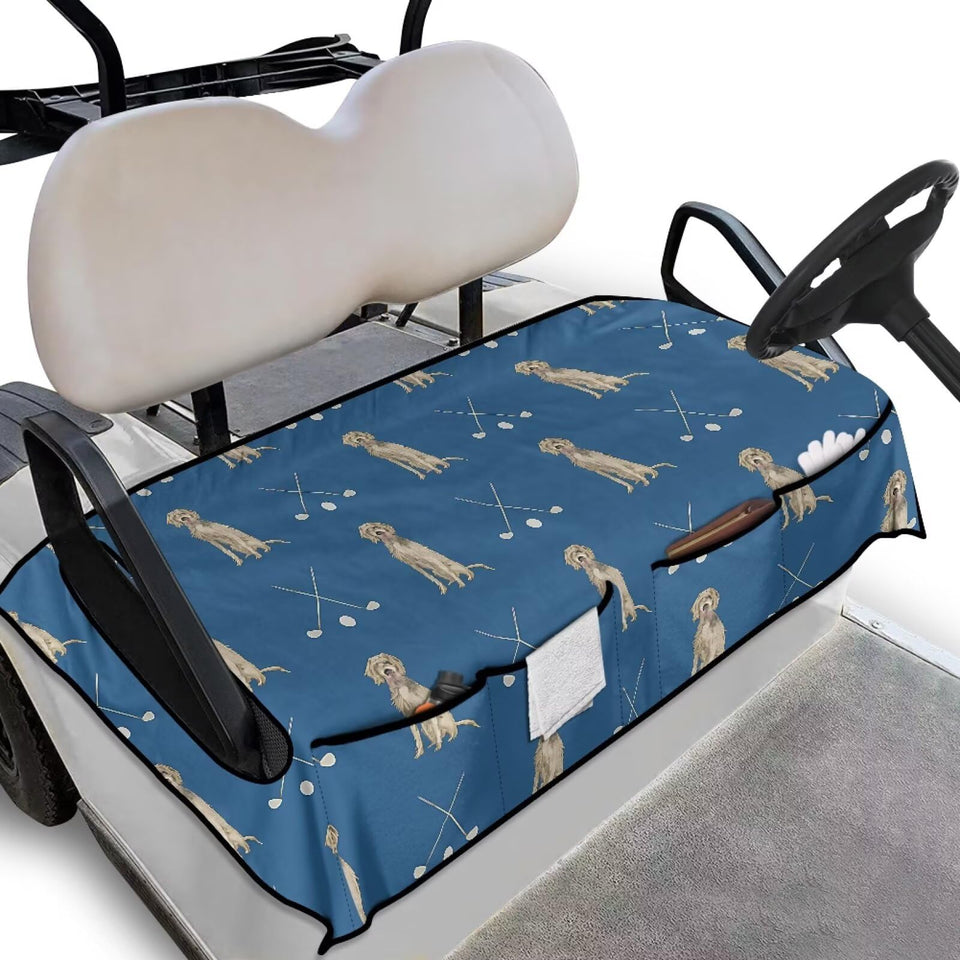 ELEQIN dog print golf cart seat cover protects seats with playful style.