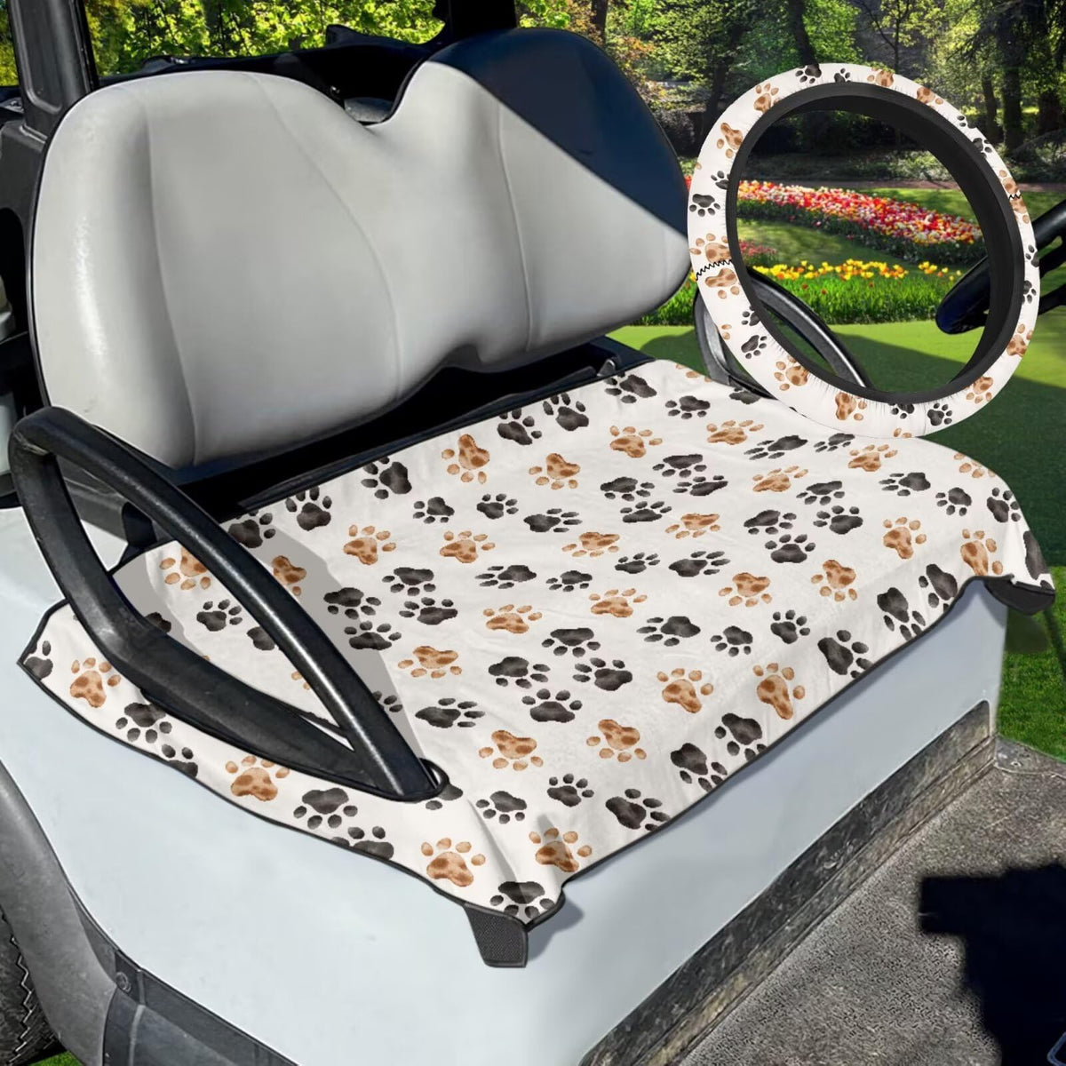 ELEQIN golf cart seat cover close-up showing soft fabric and warmth