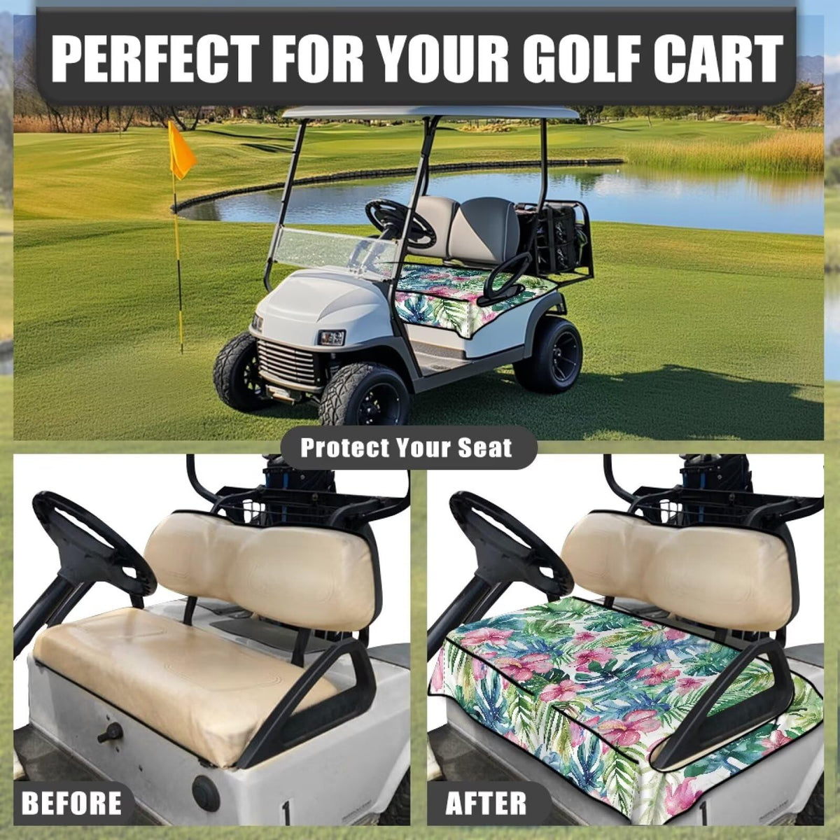 ELEQIN golf cart seat cover soft material keeps you cool and comfy
