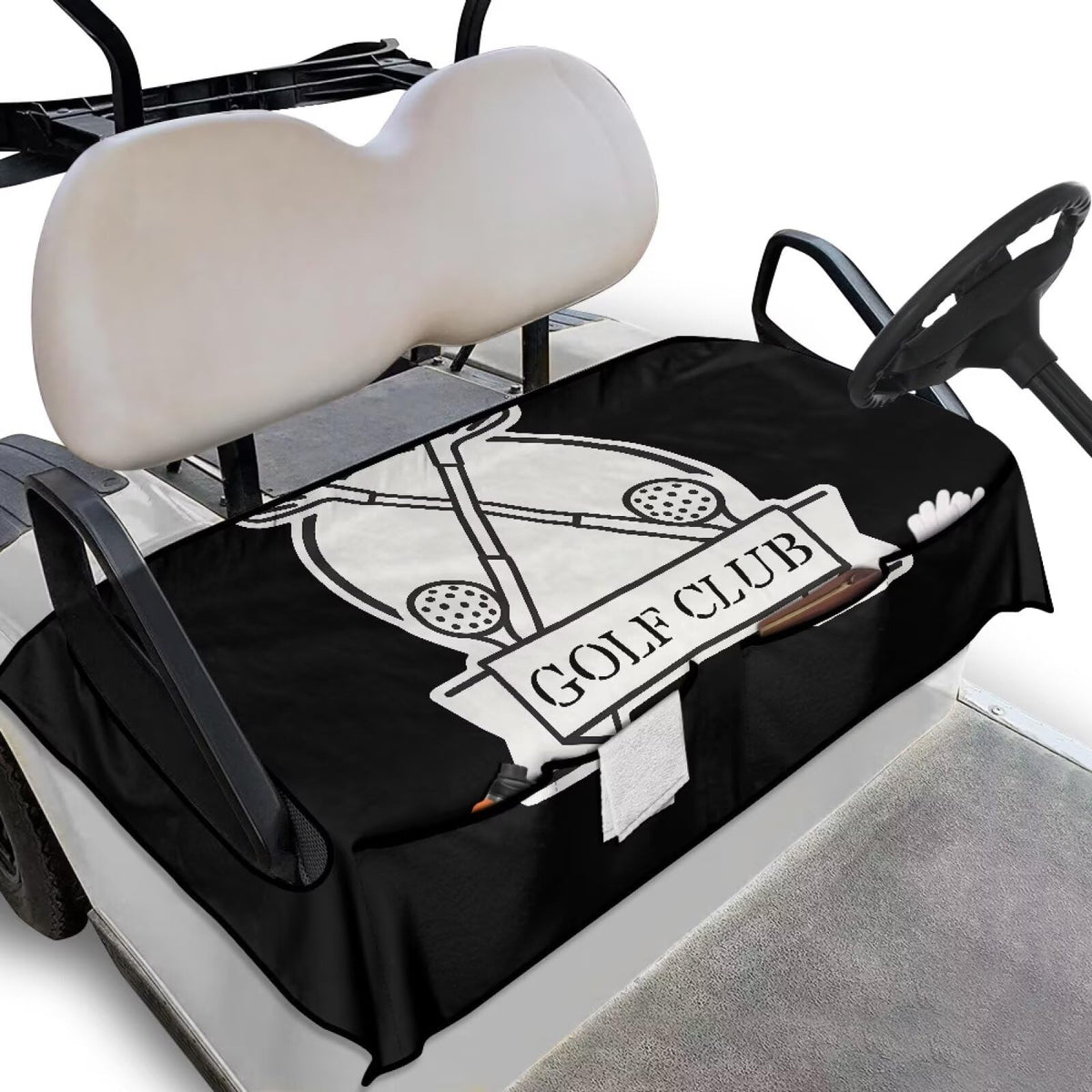 ELEQIN golf cart seat cover with universal fit keeps seats protected and organized