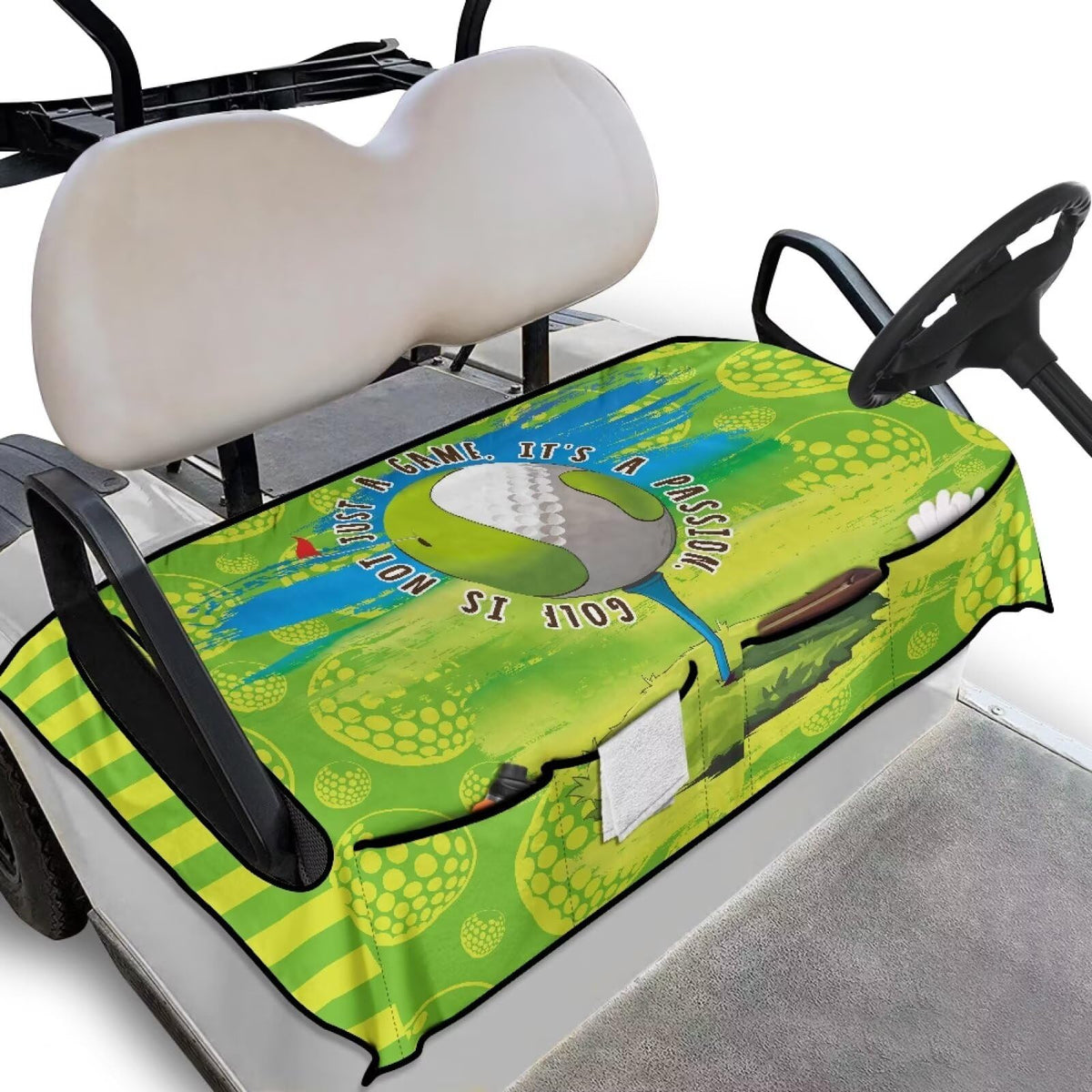 ELEQIN green blue golf cart seat cover with universal fit for popular carts.