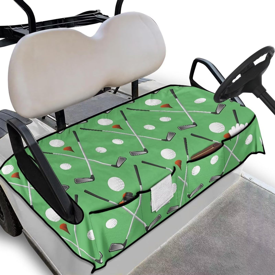 ELEQIN green golf cart seat cover with four pockets for easy storage.
