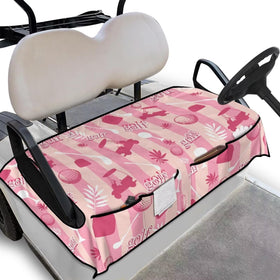 ELEQIN pink golf cart seat cover with four pockets for quick access and organization.