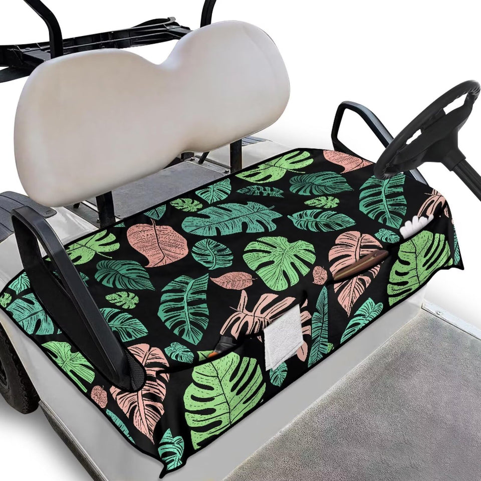 ELEQIN Tropical Monstera seat cover with bold pattern for stylish golf carts