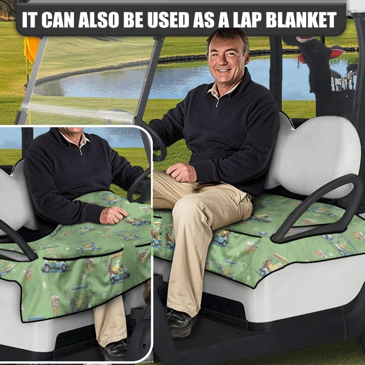 ELEQIN universal fit seat cover works with most two-person carts.