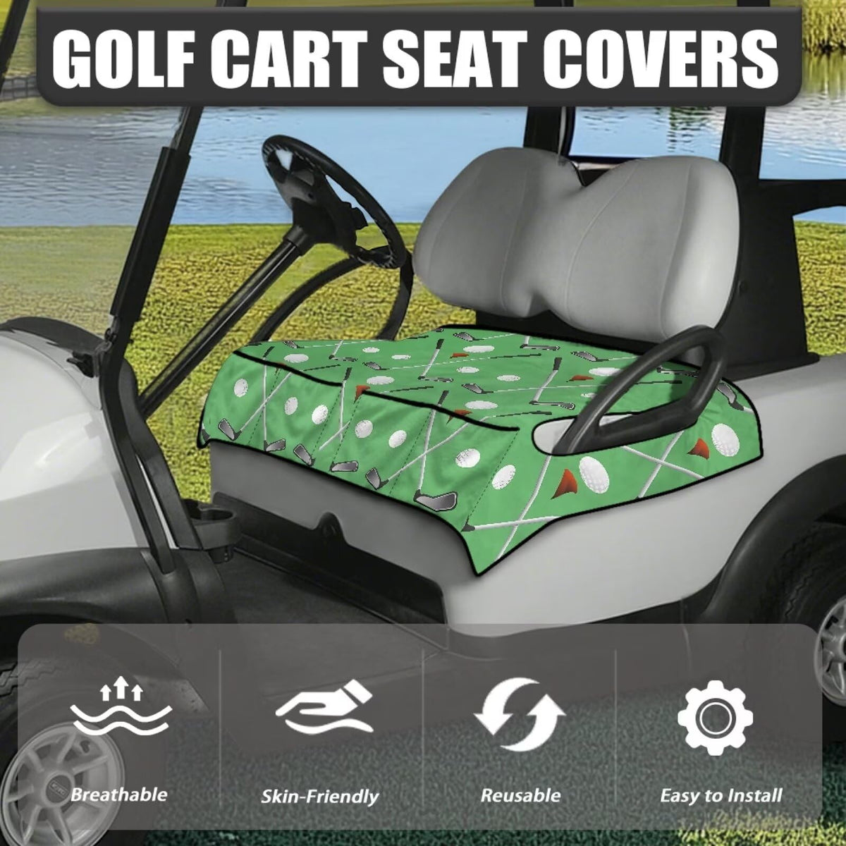 ELEQIN universal-fit seat cover keeps your cart looking sharp.