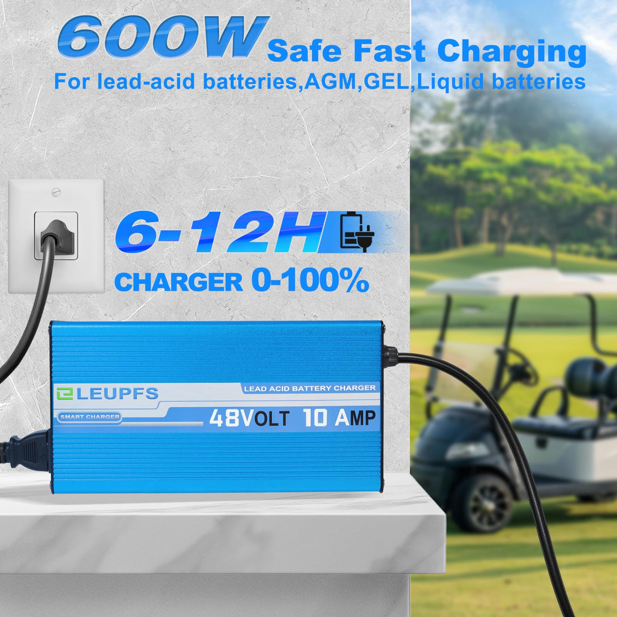 ELEUPFS 3-pin round plug connection for Club Car compatibility and easy setup.
