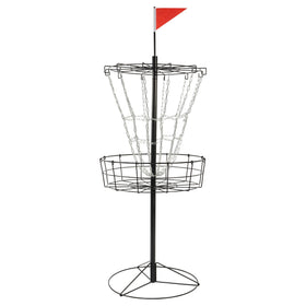 Elevon disc golf target with 12 chains basket ready for outdoor practice.