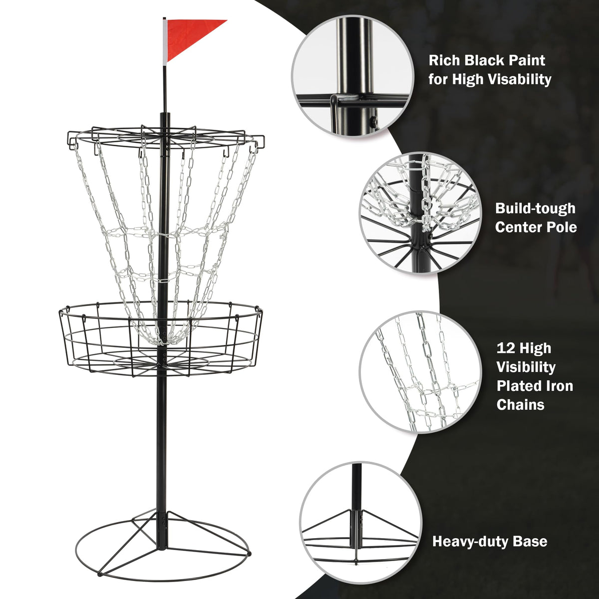 Elevon target demonstrating easy, tool‑free setup and hanging capability.