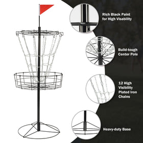 Elevon target demonstrating easy, tool‑free setup and hanging capability.