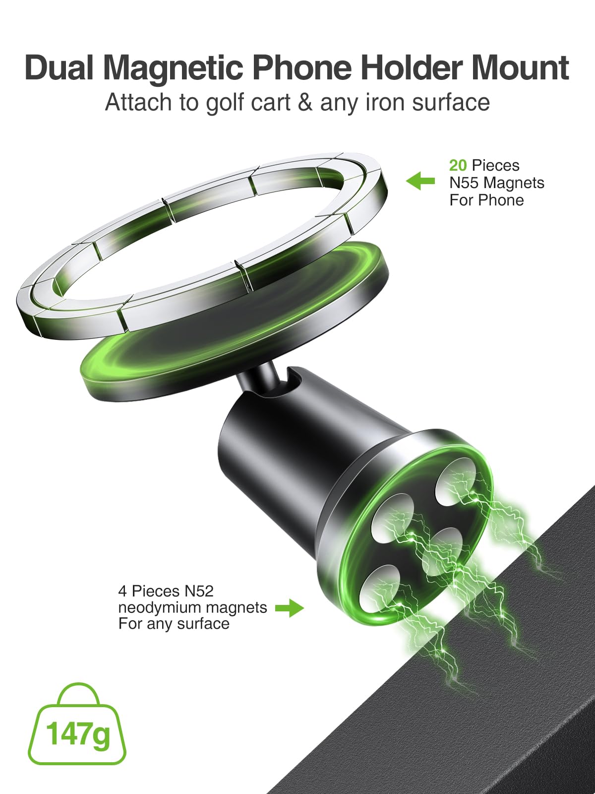 Elitehood 360-degree tilt ball head adjusts angles for easy visibility while riding.