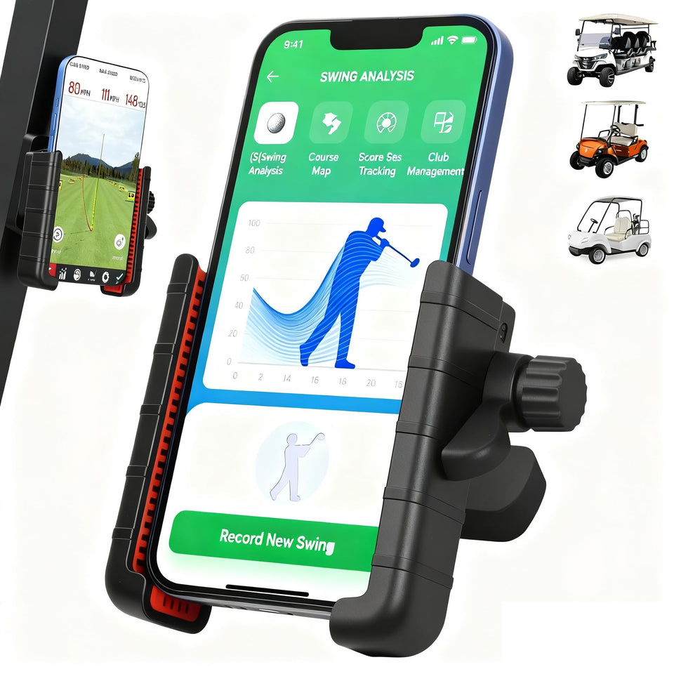 Ellrkr Magnetic Golf Cart Phone Holder on base for secure GPS access during rounds.