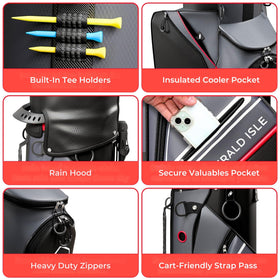 Emerald Isle cart strap-pass channel keeps pockets accessible