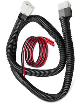 EMIHO Add-On Power Harness connected to Evolution D5 powering 12V accessories safely.